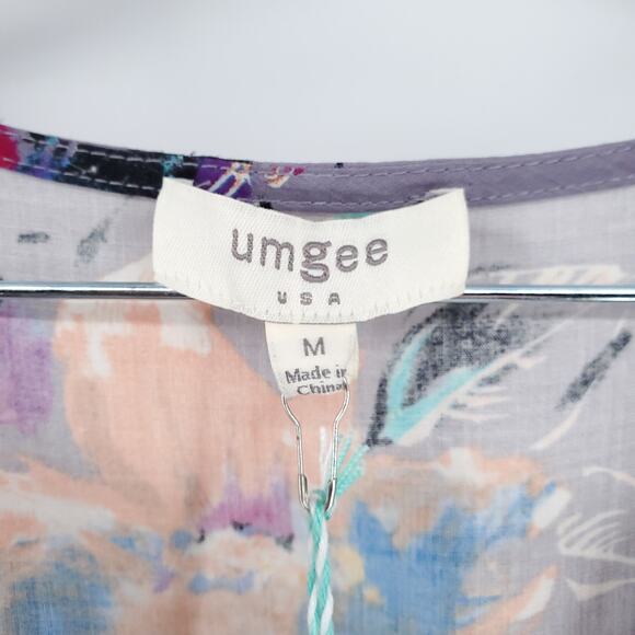 Umgee Bloomcore Boho Purple Kimono Sleeve Romper Side Pockets Elastic Waist  M - Picture 4 of 9